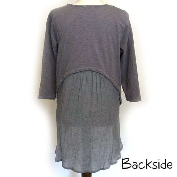 Umgee Oversized Gray Tunic Top 3/4 Sleeve - Picture 3 of 5